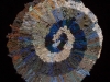 65 Blue & Brown Spiral Rag Rug