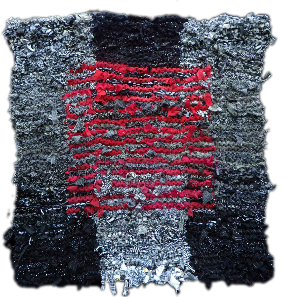 67 Black and White and Red Floating Square