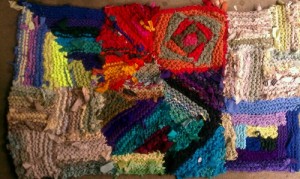 Patchwork sampler rag rug