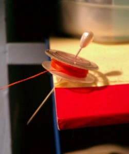 Sewing machine bobbin as thread source