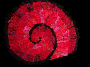 Red Nautilus Spiral Rag Rug