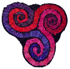 Red Triple Spiral hand knit rag rug (sold)
