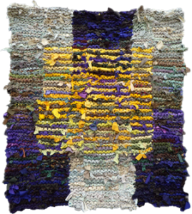Floating Gold Square hand knit rag rug