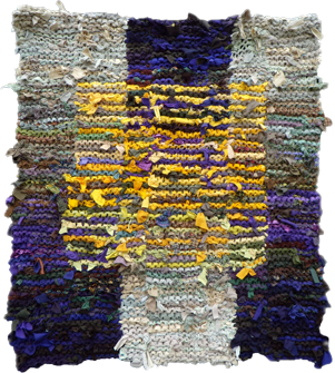 Floating Gold Square hand knit rag rug