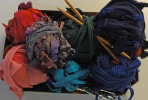 A second basket of fiber,  with tools.