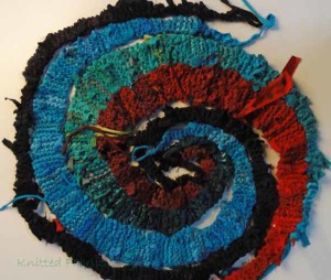An in-process spiral, showing how the strips go together.