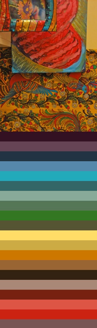 Heart and peacock color chart.