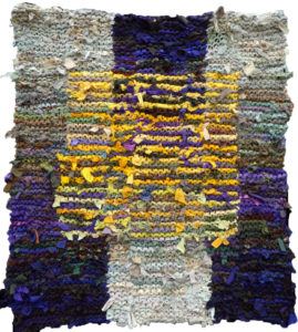 Floating Gold Square, shown in Chapter 4 of Knitting Fabric Rugs.