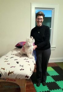 Mari Vogel, canine massage therapist, and a future client.