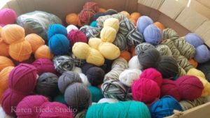 Another bin of unlabeled yarns.