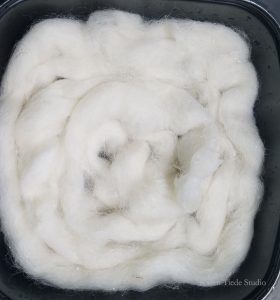 Wet white roving, unknown breed.